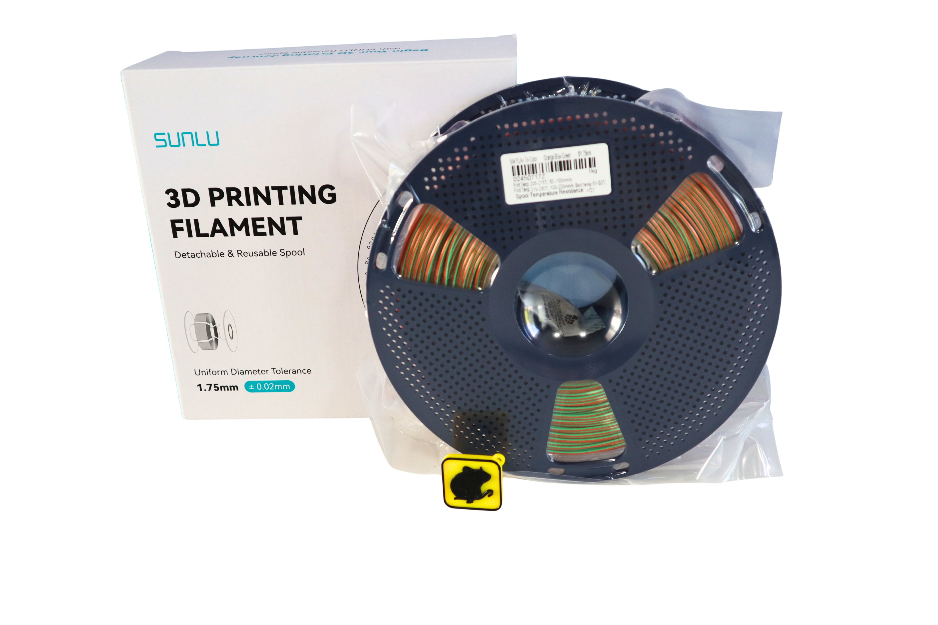 PLA+ Tri-Color Naranjo, Azul y Verde  1.75 mm